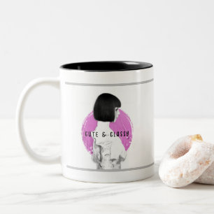 Caneca De Café Em Dois Tons Bonita e Clássica Rosa e Preta