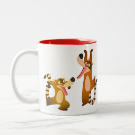 Caneca De Café Em Dois Tons Bonita Joyful Cartoon Coatimundis