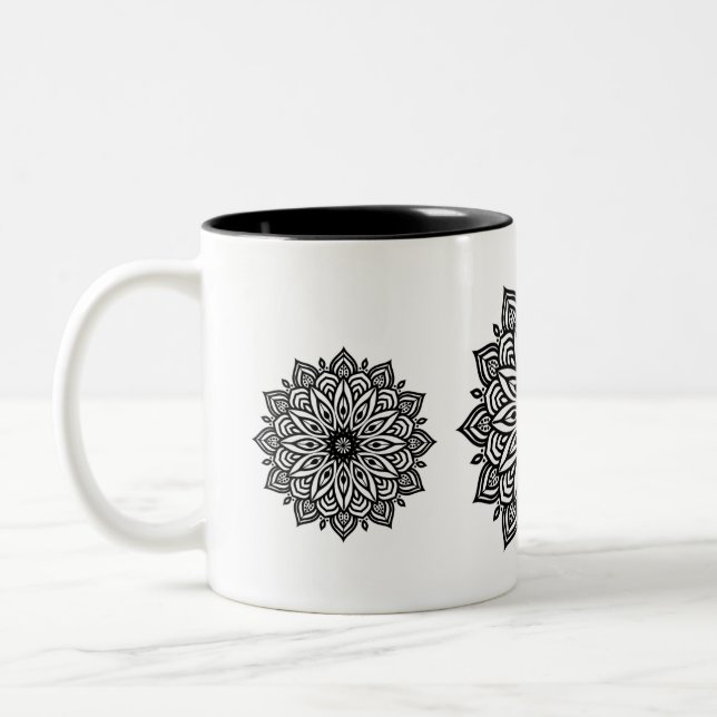 Caneca De Café Em Dois Tons Bonita Mandala Design Mug (Esquerda)