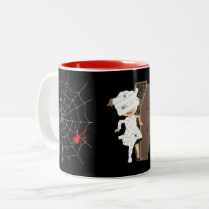 Caneca De Café Em Dois Tons Bonita Menina Mamã Coffin Halloween