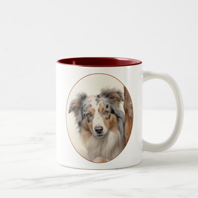 Caneca De Café Em Dois Tons Bonita Merle Aussie (Direita)