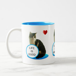 Caneca De Café Em Dois Tons Bonita Tabby Cat & Heart