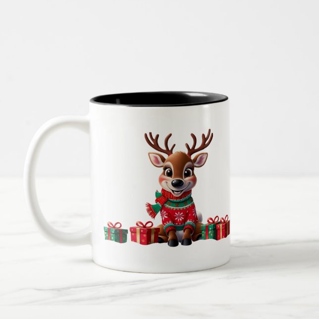 Caneca De Café Em Dois Tons Bonita Tendência Moderna Humor Engraçado Natal (Esquerda)
