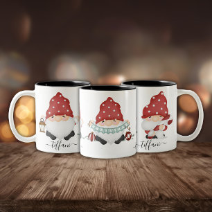 Caneca De Café Em Dois Tons Bonitas nômadas nórdicas de Natal com nome