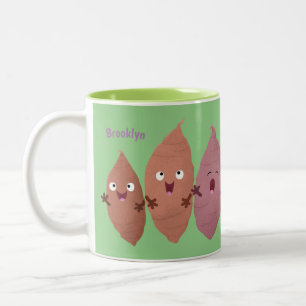 Caneca De Café Em Dois Tons Bonitinho cantando batata-doce legumes
