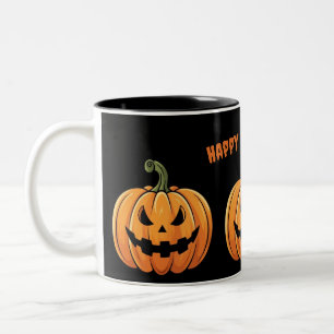 Caneca De Café Em Dois Tons Bonito Boho Spooky Pumpkins Black Happy Halloween