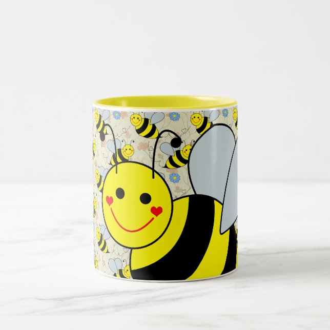 Caneca De Café Em Dois Tons Bonito Bumble o design da abelha (Centro)
