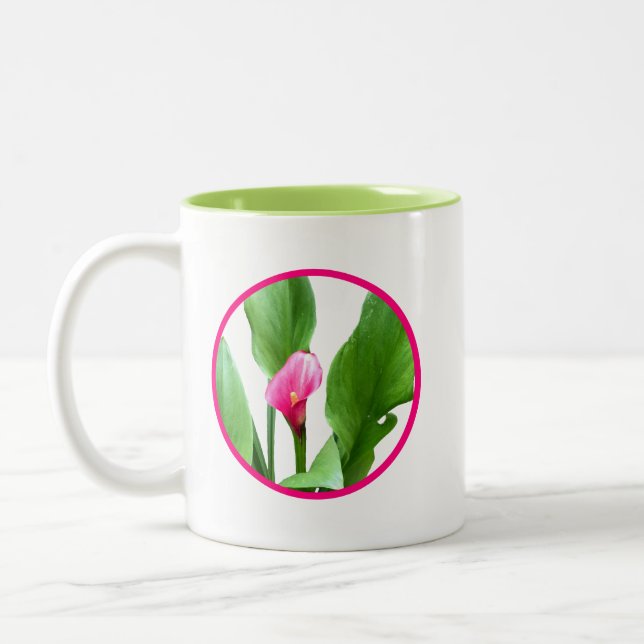 Caneca De Café Em Dois Tons Bonito Calla Rosa Lily (Esquerda)