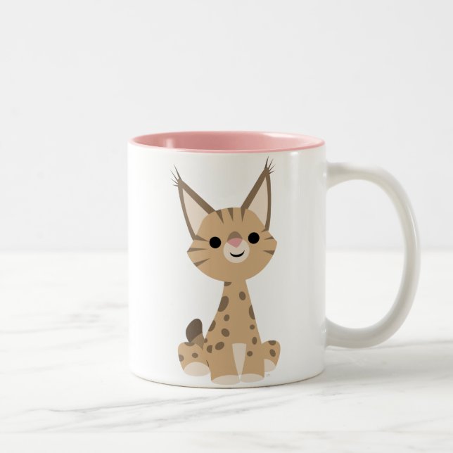 Caneca De Café Em Dois Tons Bonito cartoon Lynx Mug (Direita)
