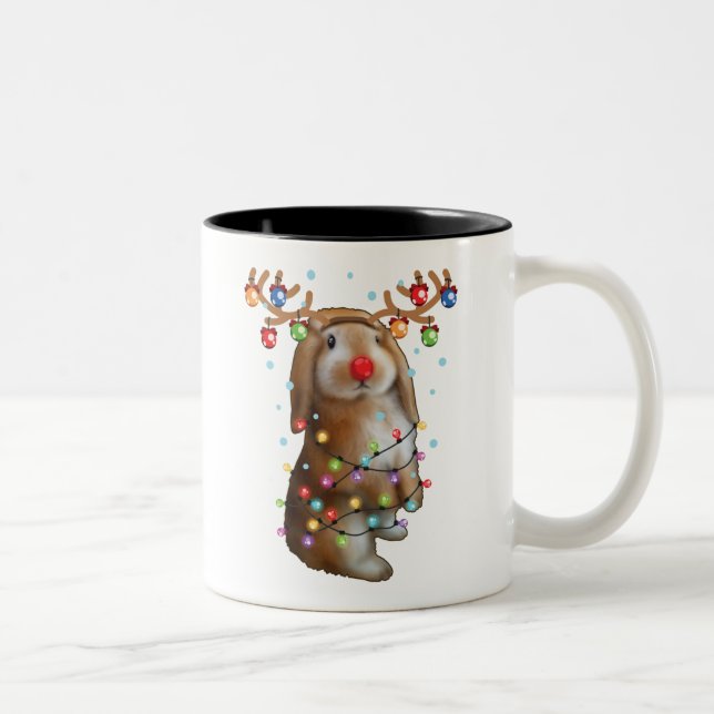 Caneca De Café Em Dois Tons Bonito Coelho Engraçado Presentes de Natal Engraça (Direita)