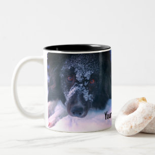Caneca De Café Em Dois Tons Bonito de Collie à Frente de Neve Personalizado