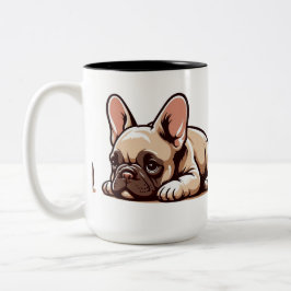 Caneca De Café Em Dois Tons Bonito desenho francês Bulldog