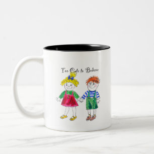 Caneca De Café Em Dois Tons Bonito desenho infantil
