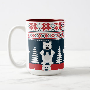 Caneca De Café Em Dois Tons Bonito e moderno boneco de neve de Natal