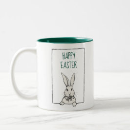 Caneca De Café Em Dois Tons Bonito Engraçado Felz pascoa de Vintage Bunny Pers