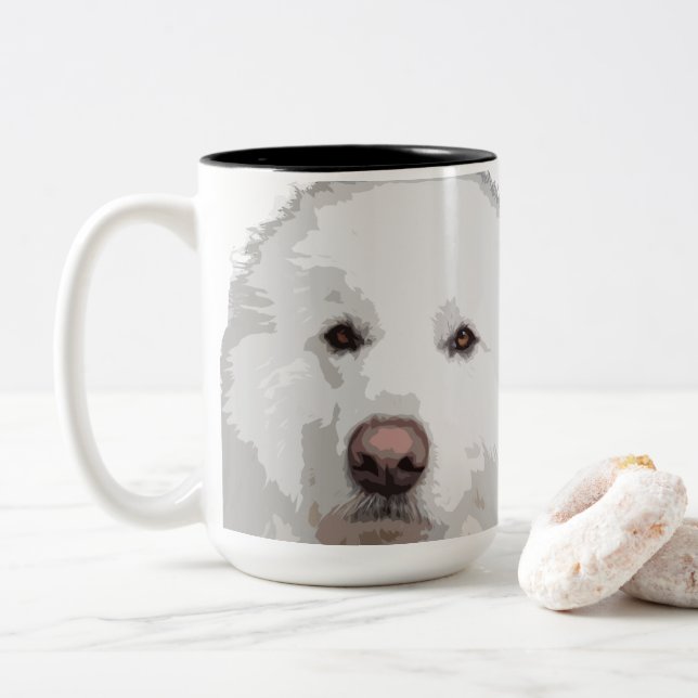 Caneca De Café Em Dois Tons Bonito Excelente Pirenéus Cães Café Mug (Com Donut)