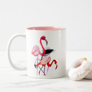 Caneca De Café Em Dois Tons Bonito flamingo rosa a azul