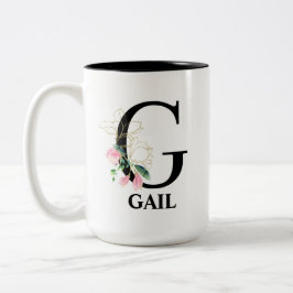 Caneca De Café Em Dois Tons Bonito G Monograma Inicial