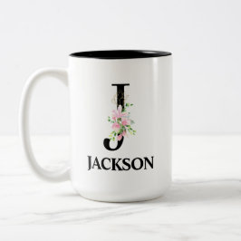Caneca De Café Em Dois Tons Bonito J Monograma Inicial