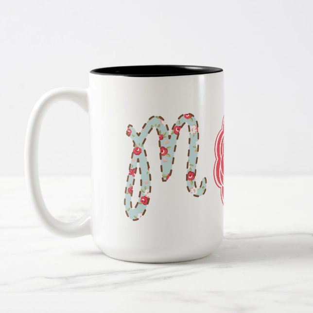 Caneca De Café Em Dois Tons Bonito Mãe Floral (Esquerda)