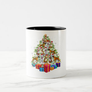 Caneca De Café Em Dois Tons Bonito presente da família de cães boxas da árvore