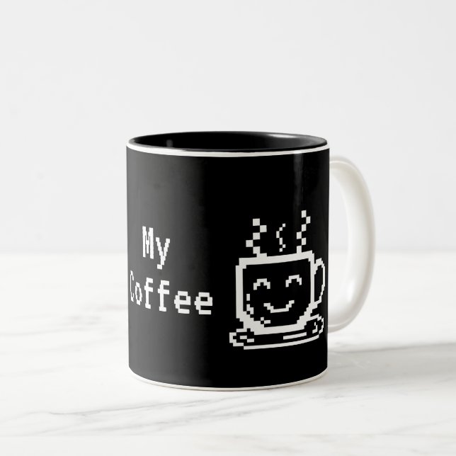 Caneca De Café Em Dois Tons Bonito rosto branco (Frente Esquerda)