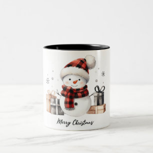 Caneca De Café Em Dois Tons Bonito Snowman/Feliz Natal