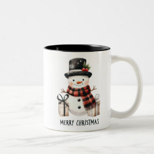 Caneca De Café Em Dois Tons Bonito Snowman/Feliz Natal