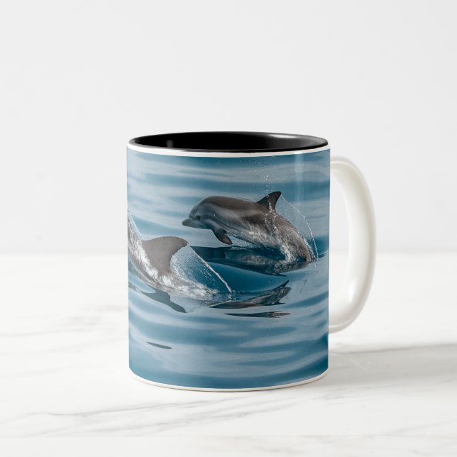 Caneca De Café Em Dois Tons Bonitos golfinhos aquáticos (Frente Esquerda)