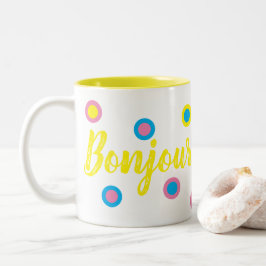 Caneca De Café Em Dois Tons Bonjour