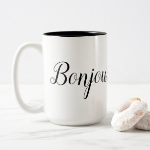 Caneca De Café Em Dois Tons Bonjour