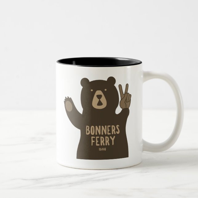 Caneca De Café Em Dois Tons Bonners Ferry Idaho Paz Urso (Direita)
