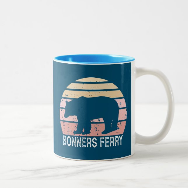 Caneca De Café Em Dois Tons Bonners Ferry Idaho Retro Bear (Direita)