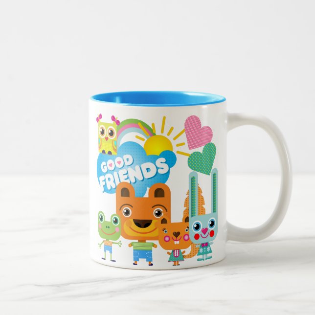 Caneca De Café Em Dois Tons Bons Amigos Animais (Direita)