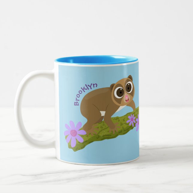 Caneca De Café Em Dois Tons Bons e felizes loris em desenhos animados (Esquerda)