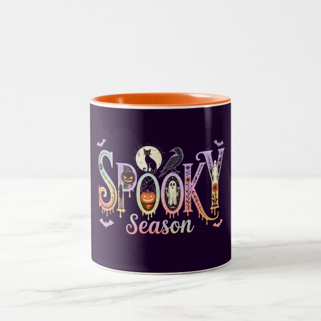 Caneca De Café Em Dois Tons Bons Mogas de Halloween, Feliz Halloween (Centro)