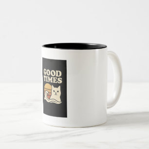 Caneca De Café Em Dois Tons Bons Tempos Retroativos - Vibes Positivas Vintage