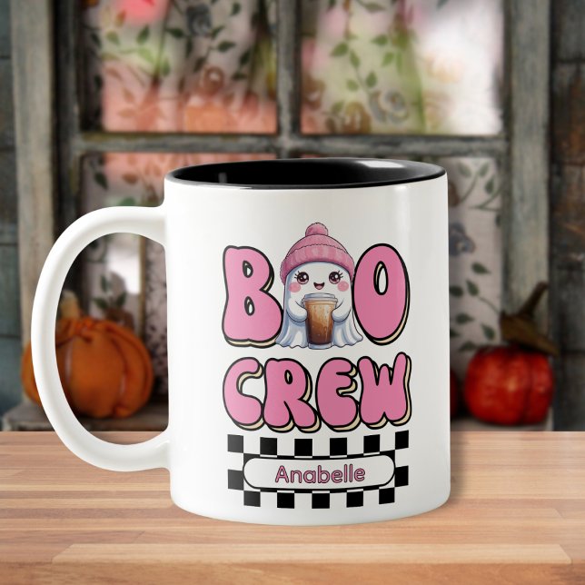 Caneca De Café Em Dois Tons Boo Crew Pink Personalizado (Criador carregado)