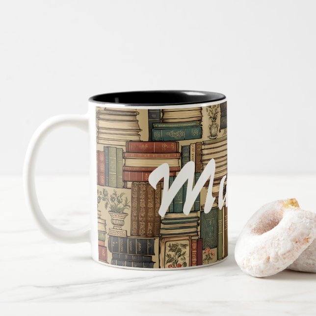 Caneca De Café Em Dois Tons Book Lover (Com Donut)