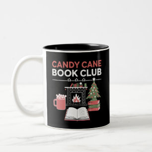 Caneca De Café Em Dois Tons Bookish Christmas Candy Cane Book Club Bookish