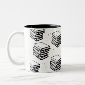 Caneca De Café Em Dois Tons "Books Design"
