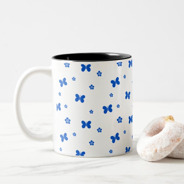 Caneca De Café Em Dois Tons Borboleta (Com Donut)