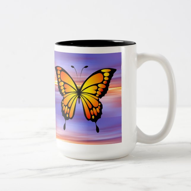 Caneca De Café Em Dois Tons Borboleta  (Direita)
