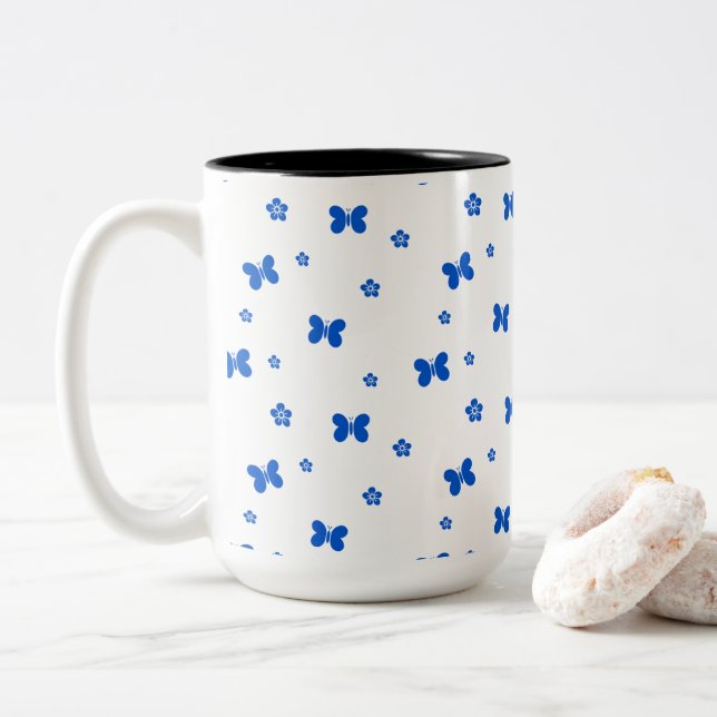 Caneca De Café Em Dois Tons Borboleta (Com Donut)