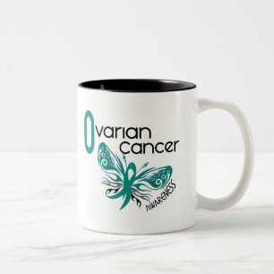 Caneca De Café Em Dois Tons BORBOLETA 3,1 do câncer de ovário