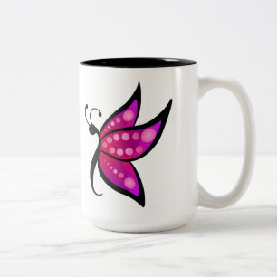 Caneca De Café Em Dois Tons Borboleta abstrato