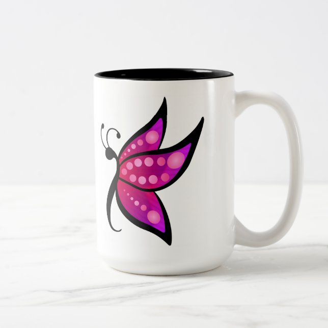 Caneca De Café Em Dois Tons Borboleta abstrato (Direita)