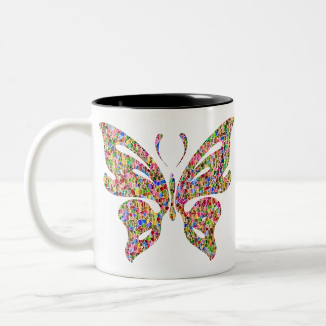 Caneca De Café Em Dois Tons Borboleta abstrato 2 (Esquerda)