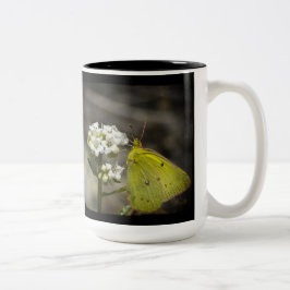 Caneca De Café Em Dois Tons Borboleta amarela