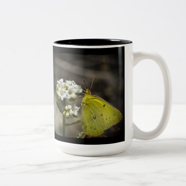 Caneca De Café Em Dois Tons Borboleta amarela (Direita)